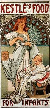  1897 Oil Painting - Nestles Food for Infants 1897 Czech Art Nouveau distinct Alphonse Mucha